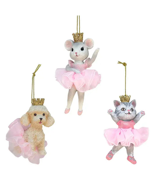 3" Pink Ballet Cat/Mouse/Poodle 3 Assorted