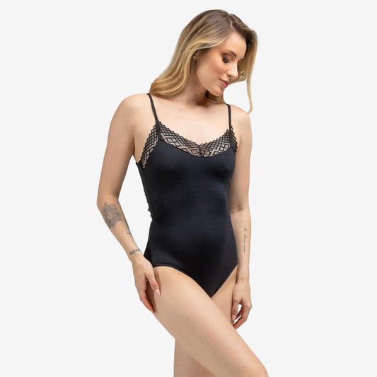 So Danca "Fleurine" Leotard - RDE2602 in black, front view