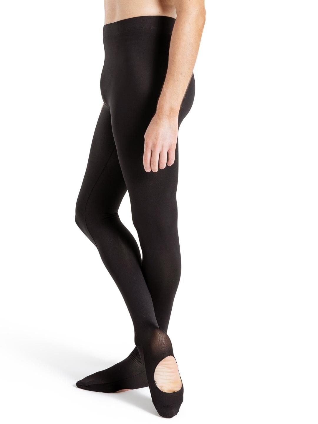 Male dancer wearing Capezio SE1082M Studio Collection Transition Tights in black