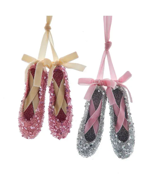 4.7" Plastic Glitter Ballet Shoes Ornament 2 Assorted