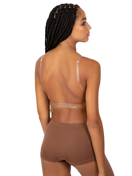 Deep Neck Clear Back Bra Womens - 3777W