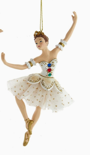 Kurt Adler White & Gold Jeweled Ballerina