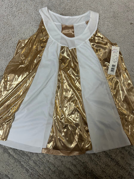 Body Wrappers Kids Gold Metallic Pullover Vest (size 12/14) - 0587