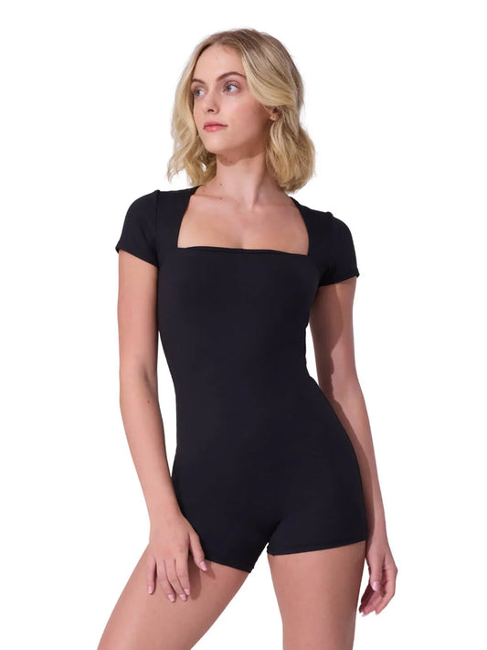 The Cinnamon Tree Dance Shop Studio Collection Evolve Short Sleeve Unitard SE2025W - product image