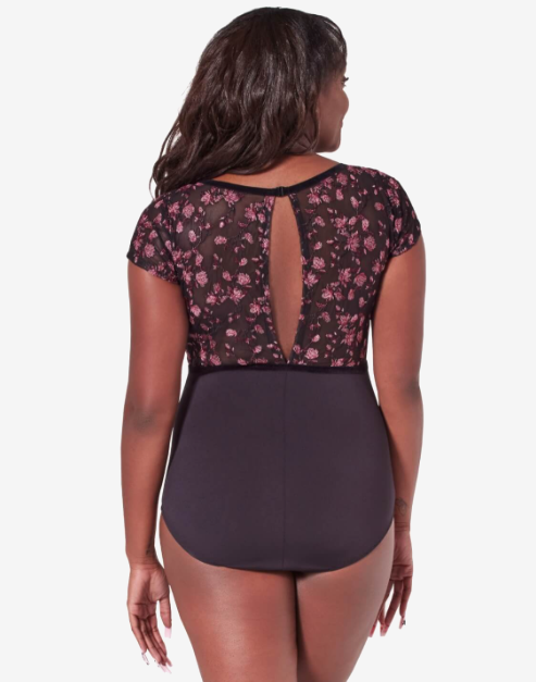 Capezio Ornate Romance Fascination Short Sleeve Mesh Leotard - F12402W