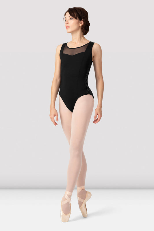 Bloch L9635 Sonnet lace-up tank leotard in black