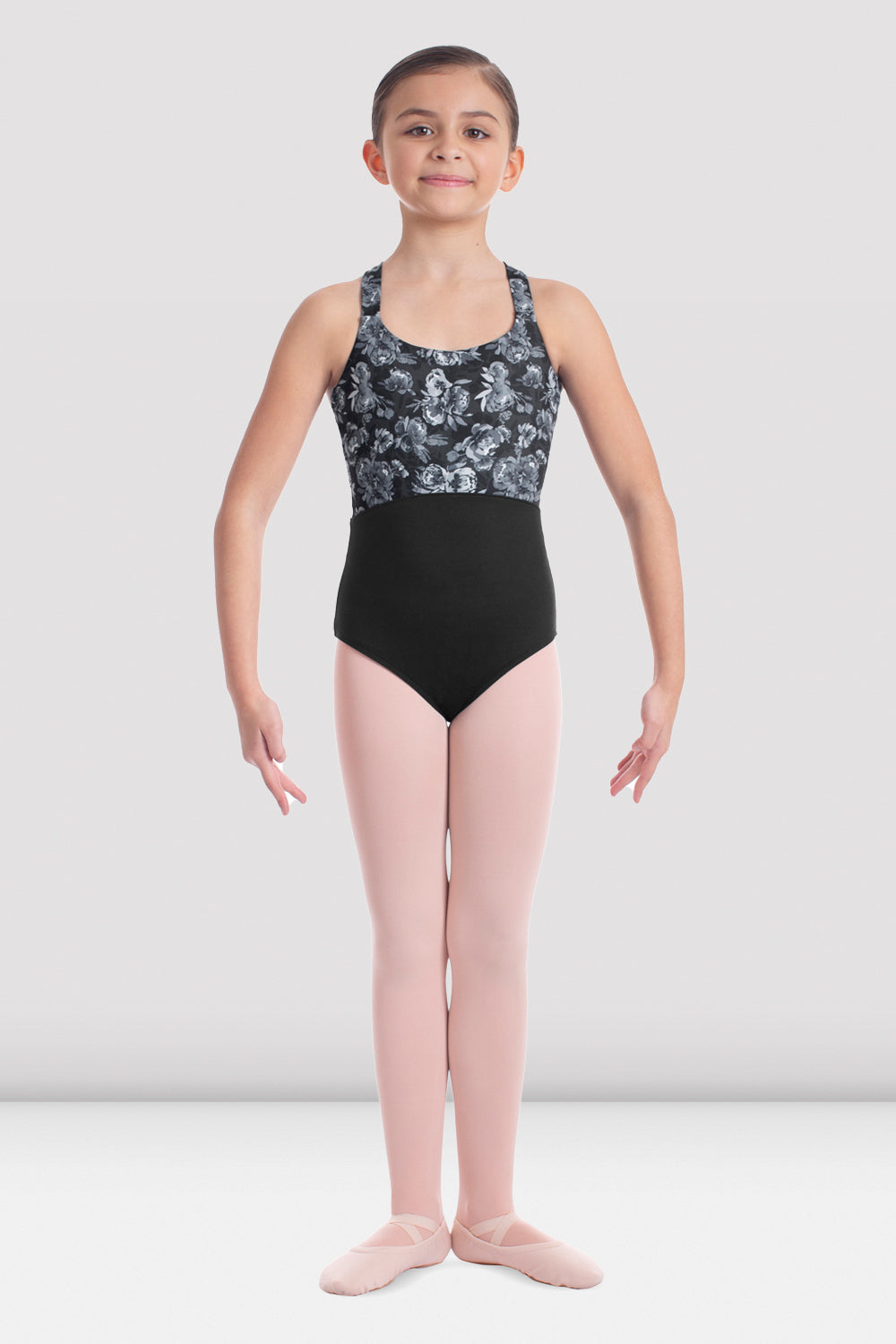 Mirella M474C Jardin wide strap camisole leotard in black