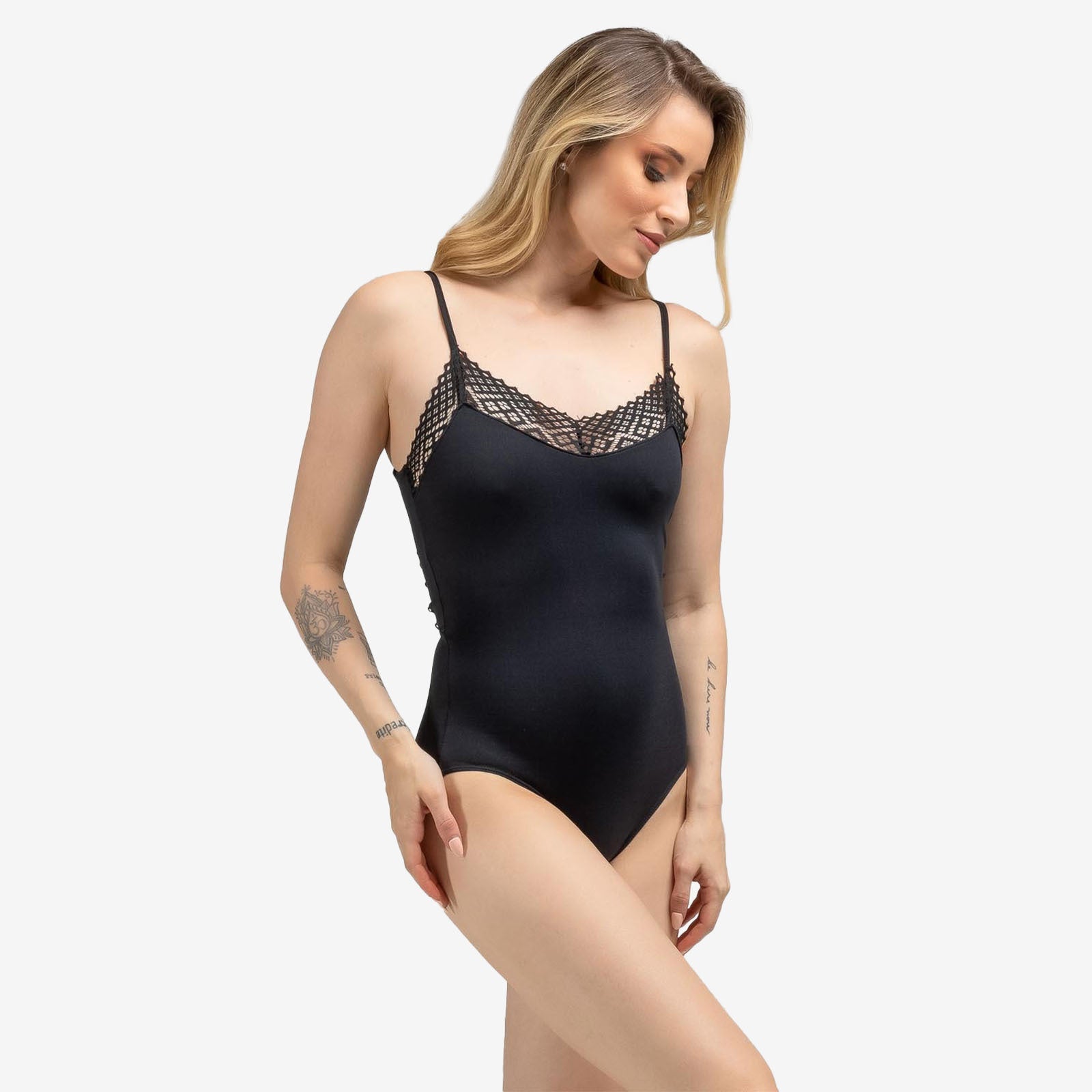 So Danca "Fleurine" Leotard - RDE2602 in black, front view