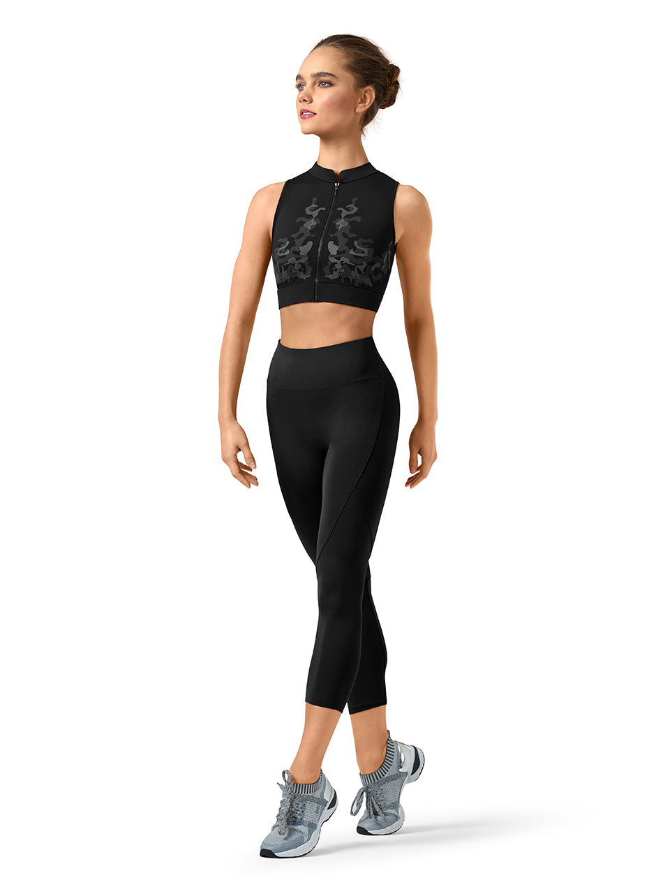 Bloch Zip Front Camo Crop Top - Z9345