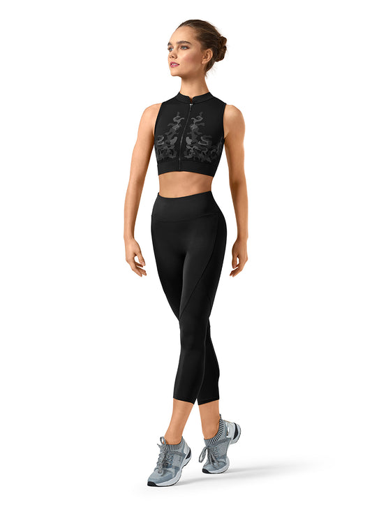 Bloch Zip Front Camo Crop Top - Z9345
