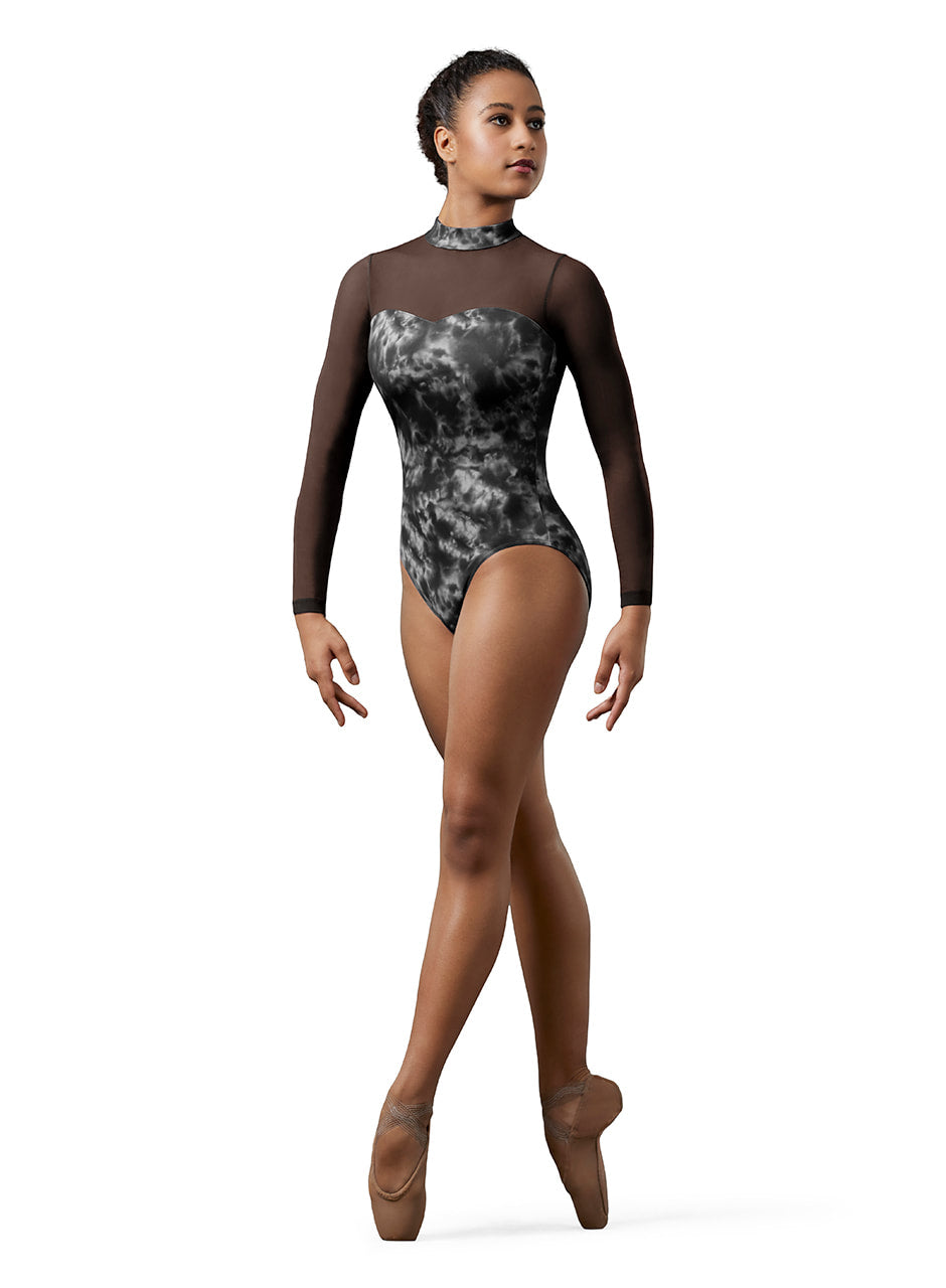 Mirella Zip Back Watercolor Long Sleeve Leotard - M1021LM