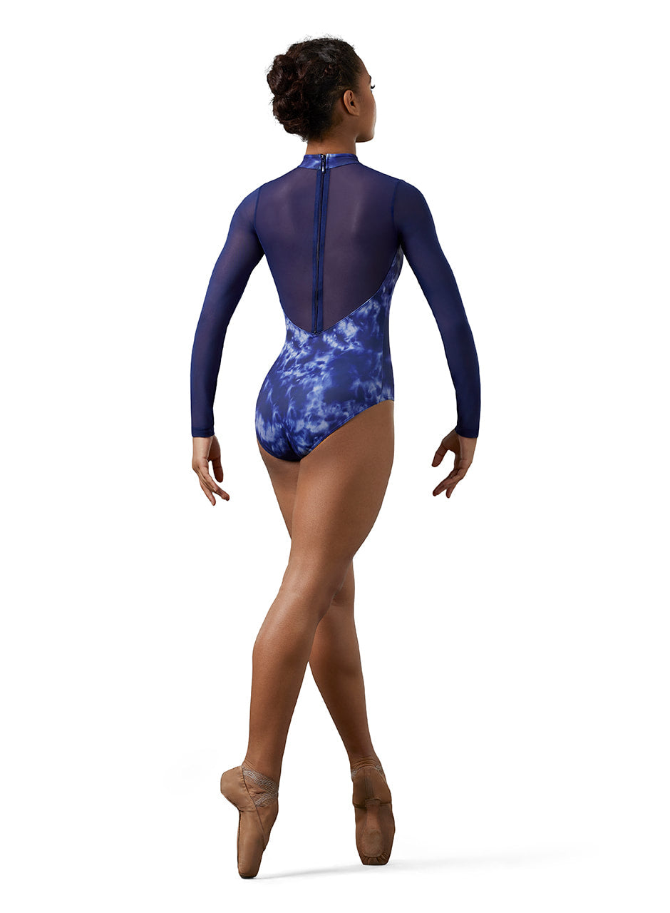 Mirella Zip Back Watercolor Long Sleeve Leotard - M1021LM