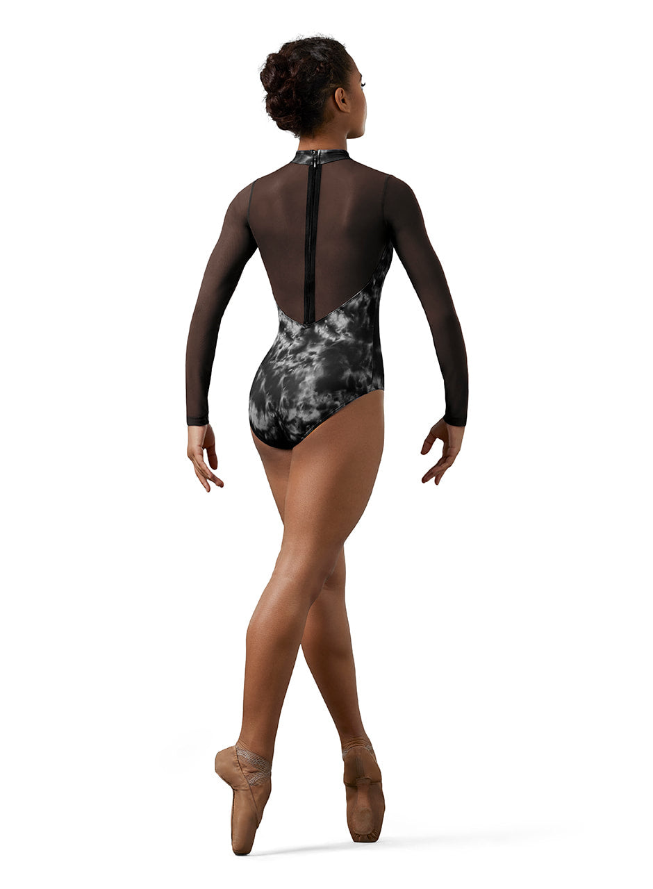 Mirella Zip Back Watercolor Long Sleeve Leotard - M1021LM