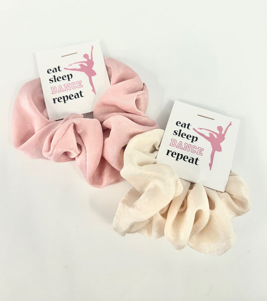 Plum Polka Dot "Eat Sleep Dance Repeat" Scrunchie