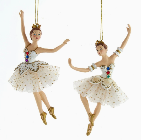 Kurt Adler White & Gold Jeweled Ballerina