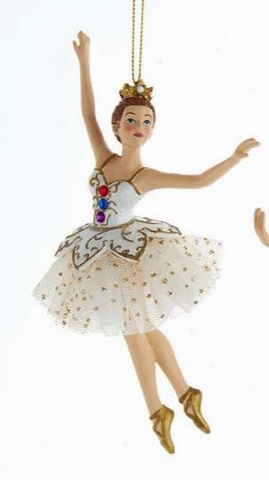 Kurt Adler White & Gold Jeweled Ballerina