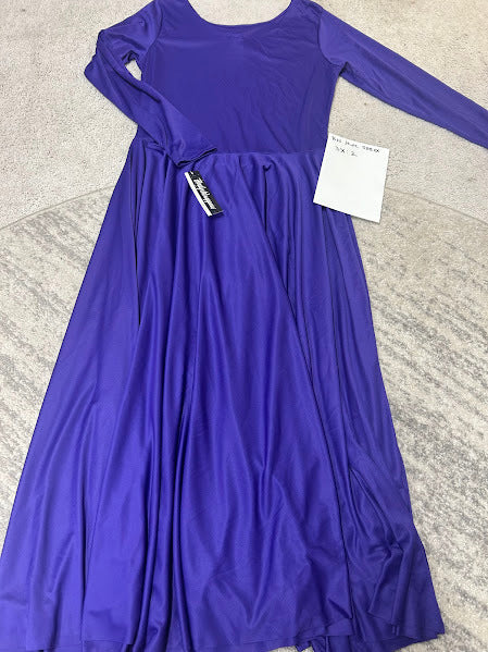 Body Wrappers Purple Long Sleeve Praise Dance Dress (size 3X) - 588XX