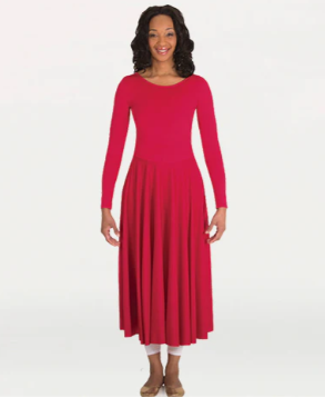Body Wrappers Red Long Sleeve Praise Dress (size 12/14) - 512