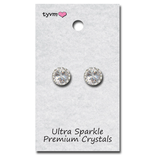 TYVM 11 mm Ultra Sparkle clear crystal clip-on competition earrings